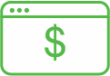 Icon of dollar sign over computer screen
