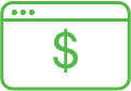 Icon of dollar sign over computer screen
