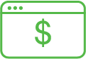 Icon of dollar sign over computer screen