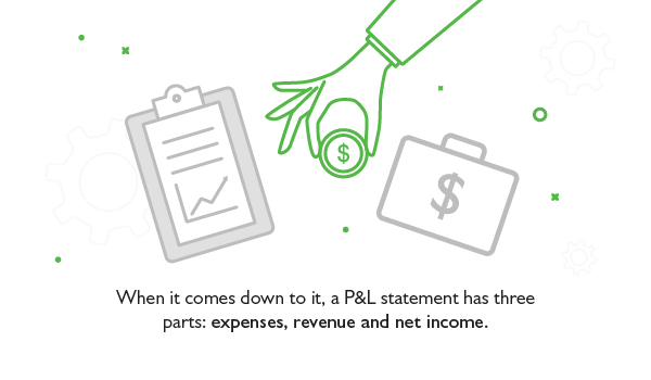 Illustration, "When it comes down to it, a P&L statement has three parts: expenses, revenue and net income." 